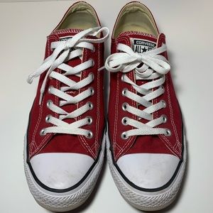 Red Converse All-Stars, great condition. Women’s size 12, Men’s size 10